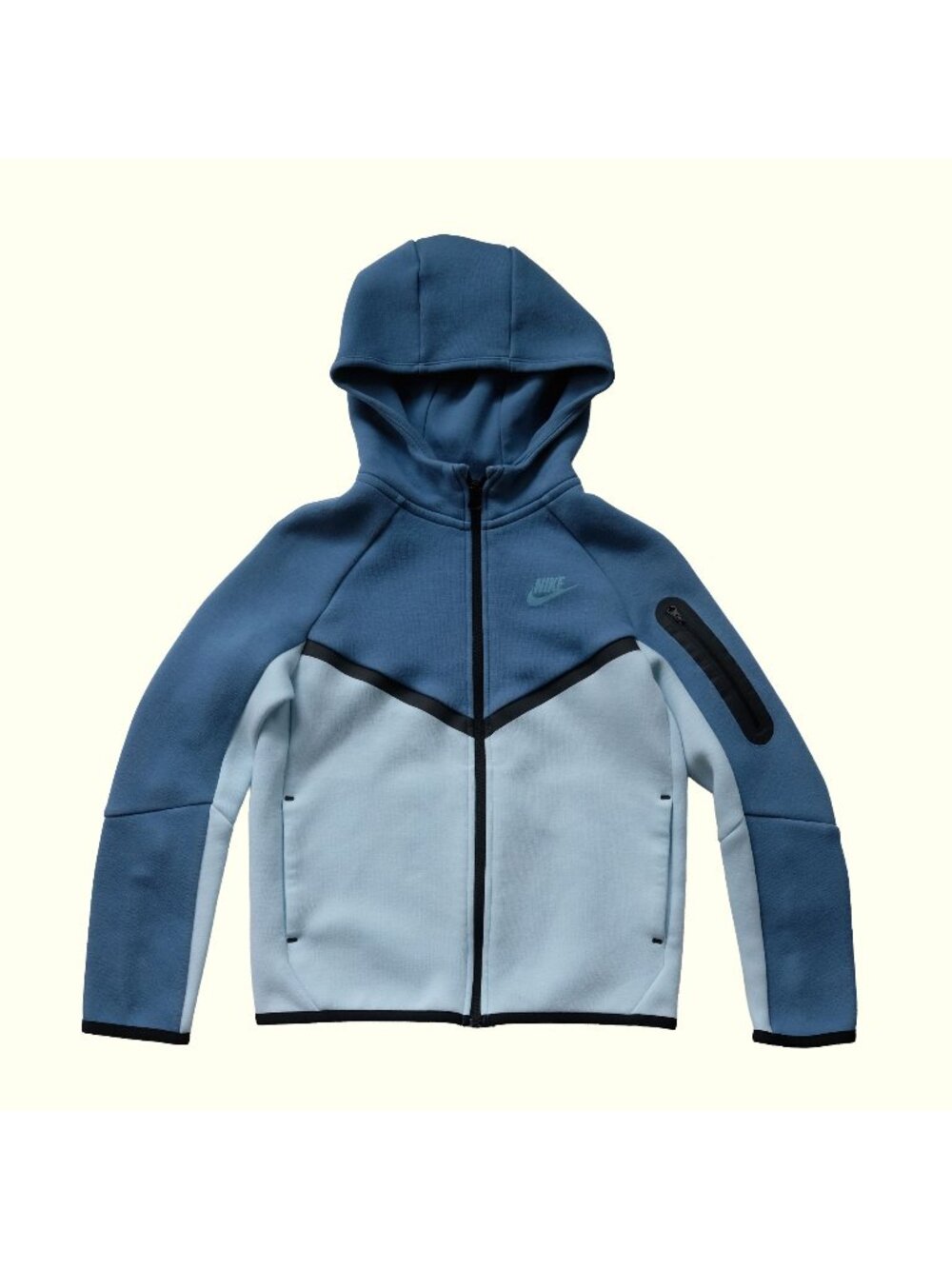 NIKE VTG Y2K 00s TECH FLEECH SWEATSHIRT HOODIE FULL ZIP BLUE 2024 YOUTH SZ M